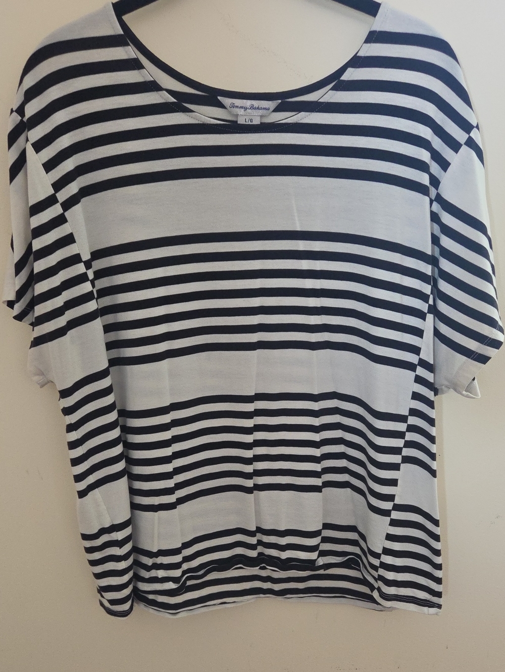 Tommy Bahama Black and White Horizontal Stripe Top